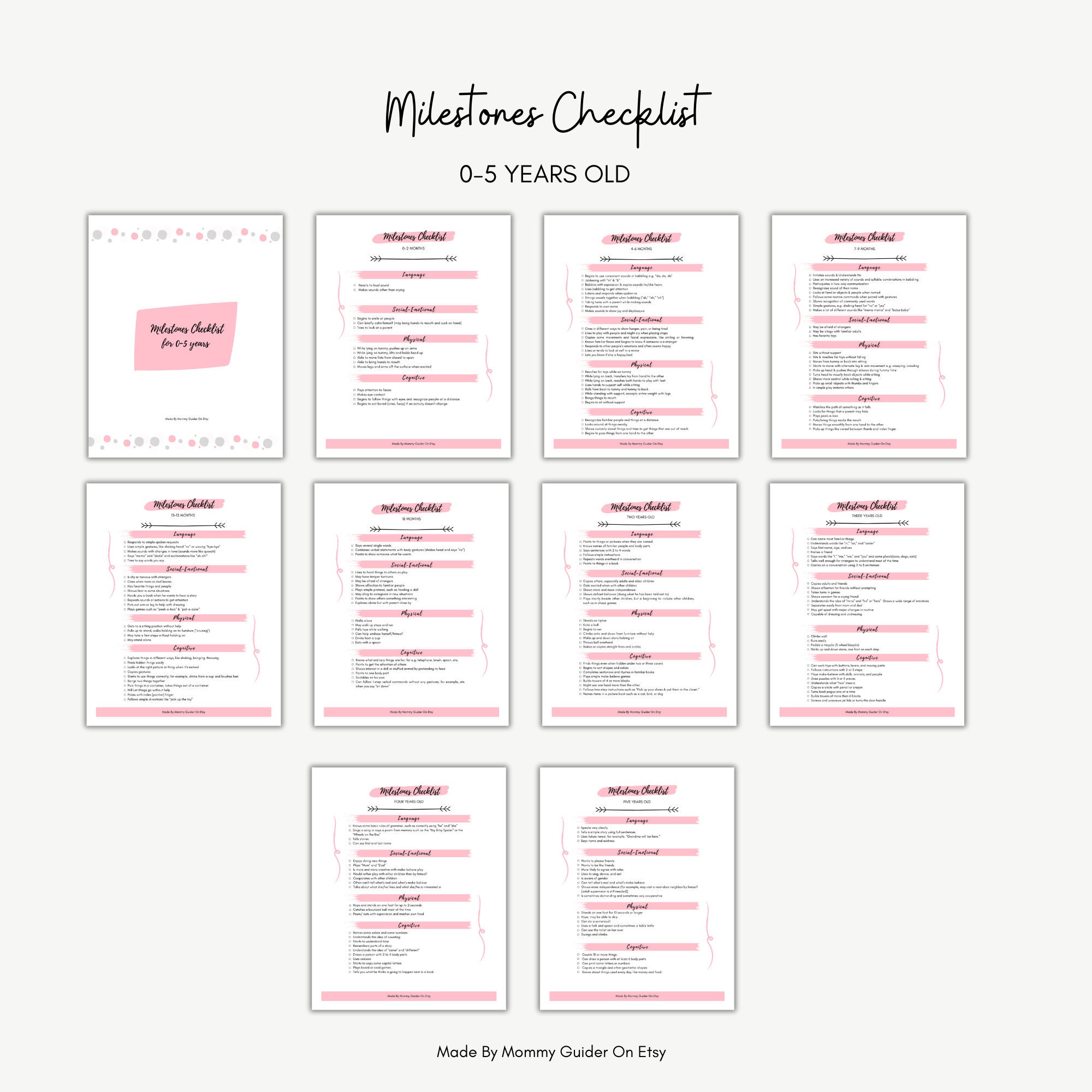 Printable Milestones Checklist for Baby, Toddler, & Preschooler ...