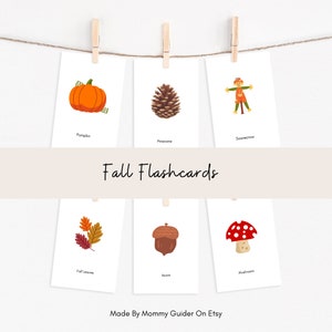 32 cartes flash super mignonnes sur le thème de l'automne à imprimer | Cartes flash amusantes pour les enfants d'âge préscolaire d'automne | Imprimables pour l'école à la maison