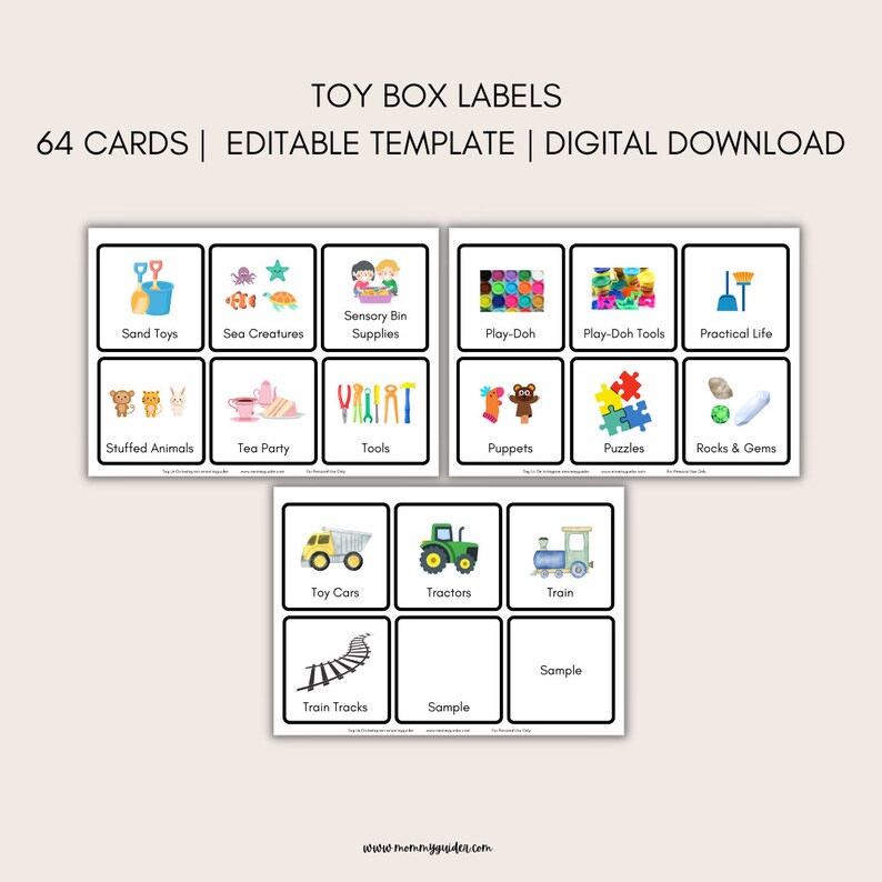 Kid Toy Box Editable Labels With Pictures Etsy
