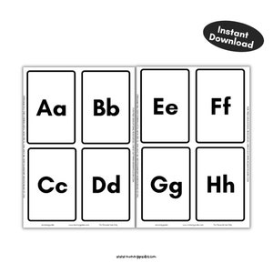 Alphabet Flash Cards for Kids Printable Uppercase & Lowercase | Etsy