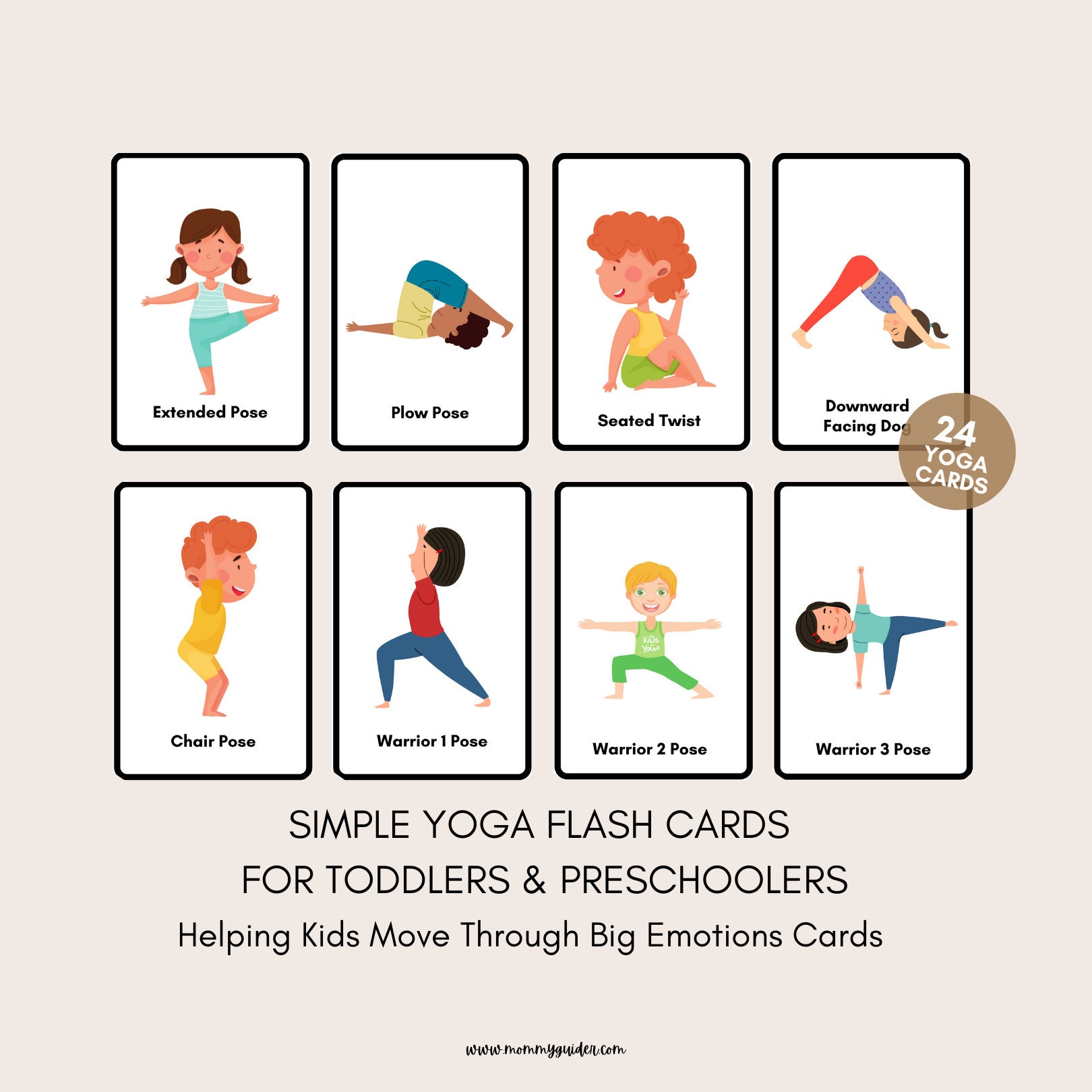 Yoga Cards for Toddlers Preschoolers & School Age Children, Helping Kids  Move Through Big Emotions Cards 