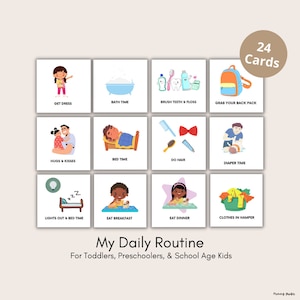 Edukative Alltagskarten| Morgen Abend tägliche Routine Diagramme für Kleinkinder Vorschulkinder Schulkinder