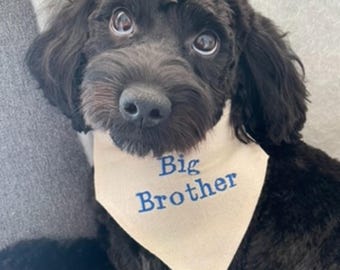 Personalised  Big Brother Sister Dog Bandana: Embroidered Baby Announcement