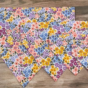 Floral Dog Bandana with Matching Scrunchie | Summer Dog Bandana | Cute Girl Pet Scarf | Slip-On Collar Bandana | Handmade Dog Accessories