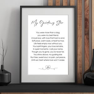 Dog Loss Memorial Poem Print: Pet Sympathy Gift (Digital Download)