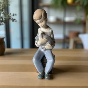 Rare (Retired) Nao by Lladro Boy with Puppy Figurine – Vintage Spanish Porcelain - Vintage Lladro Collectible - Vintage Home Decor