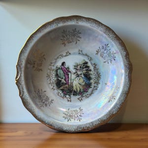 Vintage Norcrest Iridescent Bowl – Gold Trim Fine China, Japan