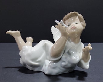 置物 Lladro Angel With Accordion Lladro Figurine Angel With Accordion #1323 - Etsy