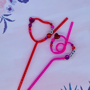 Bedazzled Romantic Silly Straw - Valentines, Anniversary, Wedding, drink markers, party favors