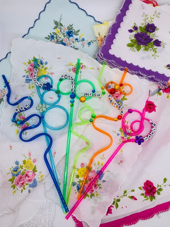 Personalized Silly Straw - One Alphabet Bead Embellished Silly