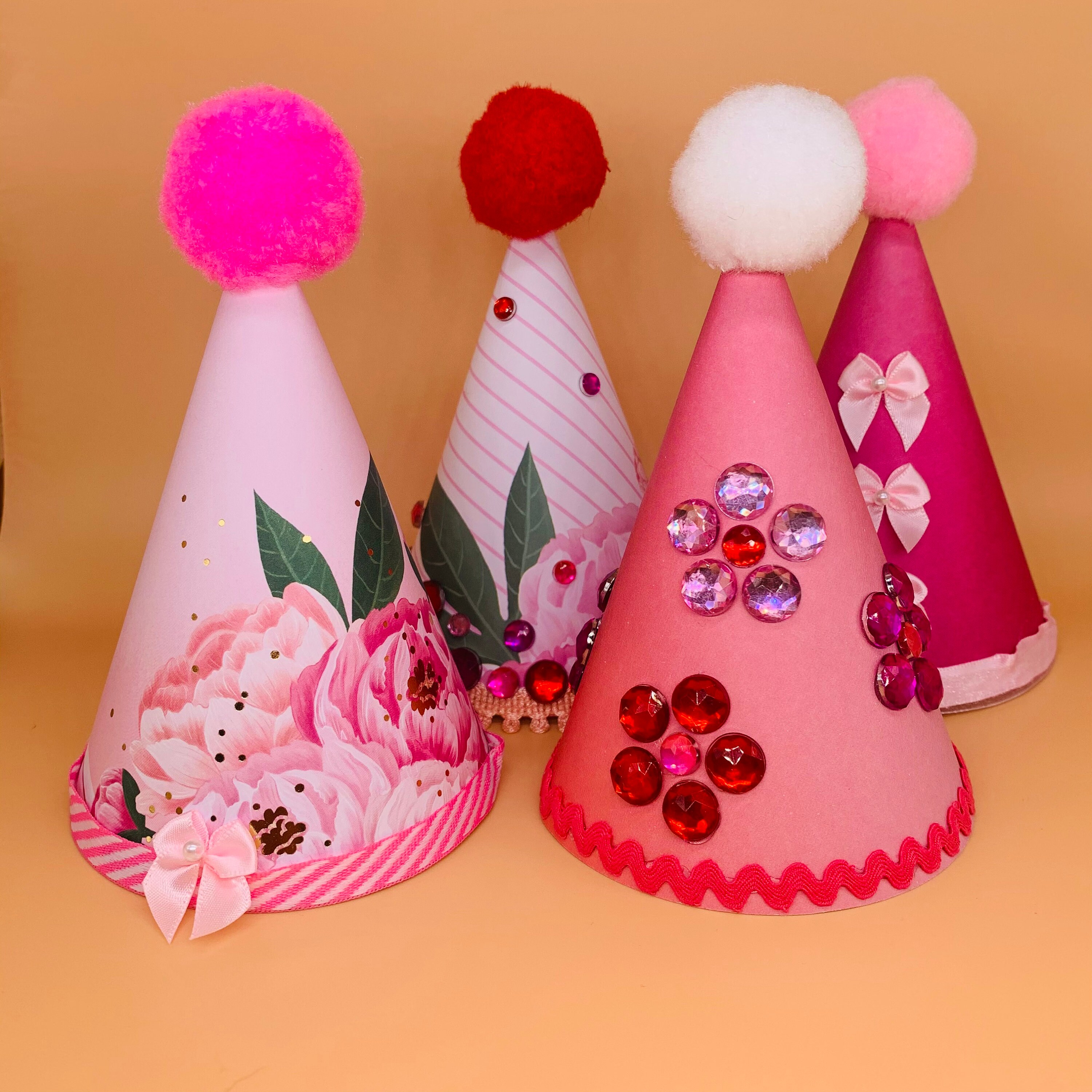 Pretty in Pink Party Hats 4 Designs Size Medium Etsy New Zealand