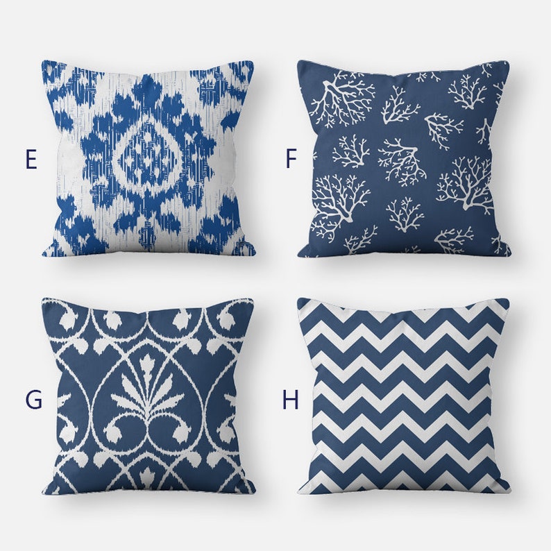 Navy Blue Pillow Covers 16x16 18x18 20x20 24x24 Throw Pillow Etsy