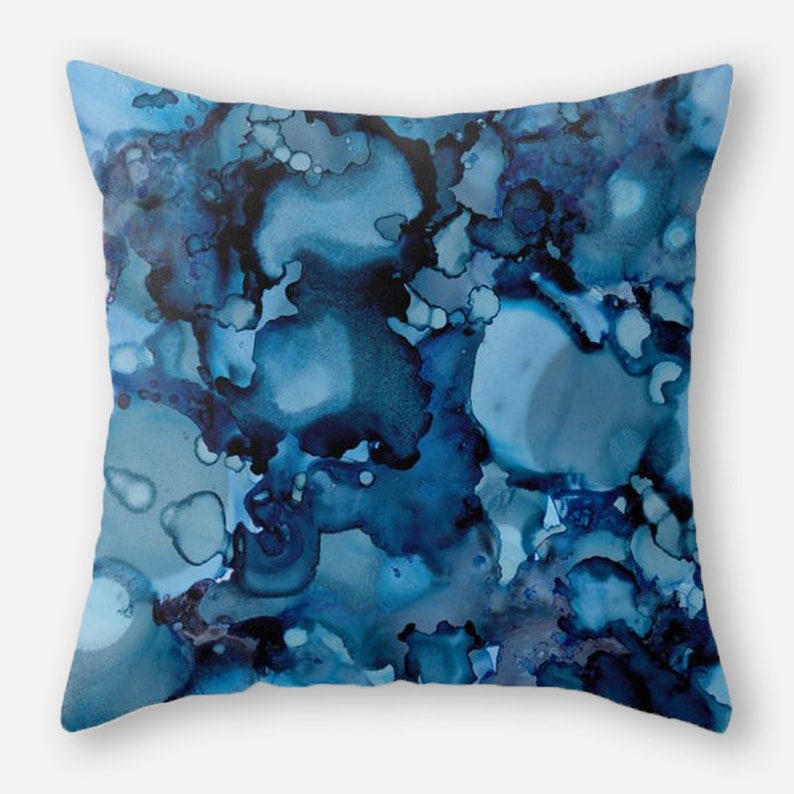 Navy Blue Pillow Covers 16x16 18x18 20x20 24x24丨block Print Etsy