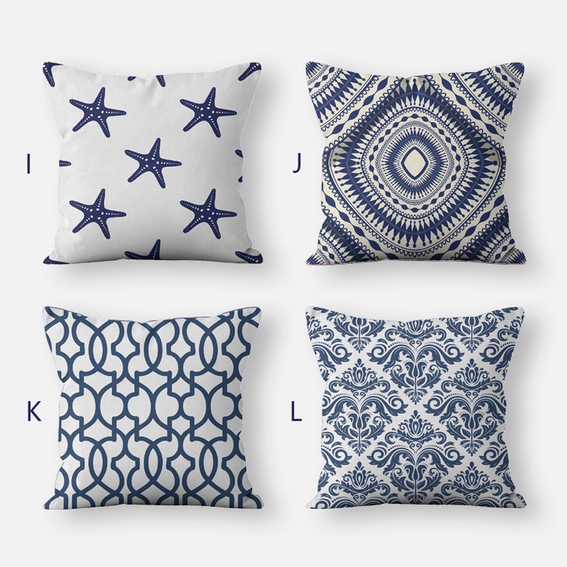 Navy Blue Pillow Covers 16x16 18x18 20x20 24x24 Throw Pillow Etsy