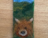 Handmade needle felted bookmark -Highland Cow