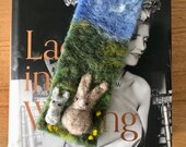 Handmade Needle Felted bookmark -gift- Bunny and Baby Bunny
