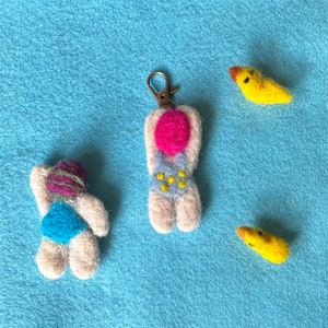 Needle felted Chunky Dunker Swimmers Brooch -Bag Charms and Cards - sea swimming - wild swimming