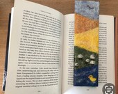 Handmade Needle Felted bookmark -gift- Countryside Scene -Landscape- sheep-duck-pond-field