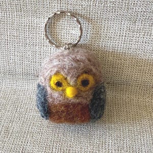 Needle Felted Owl Keyring Bag Charm