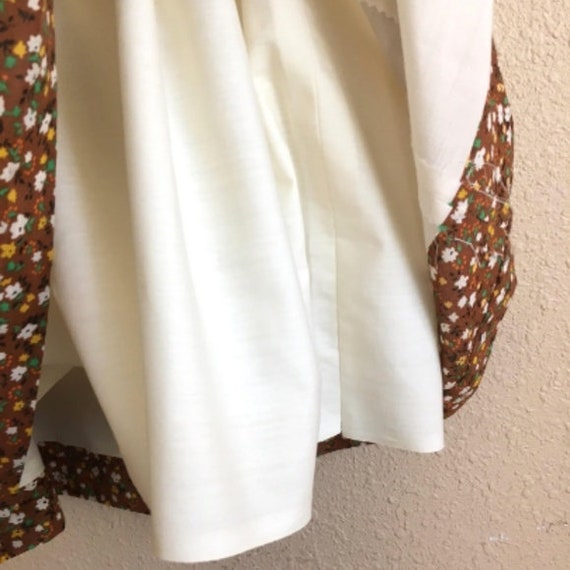 Vintage 1970's Cream & Brown Calico FLORAL Skirt - image 4