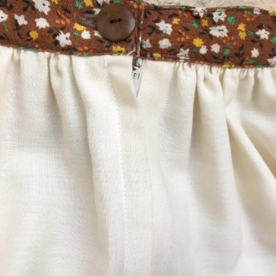 Vintage 1970's Cream & Brown Calico FLORAL Skirt - image 6