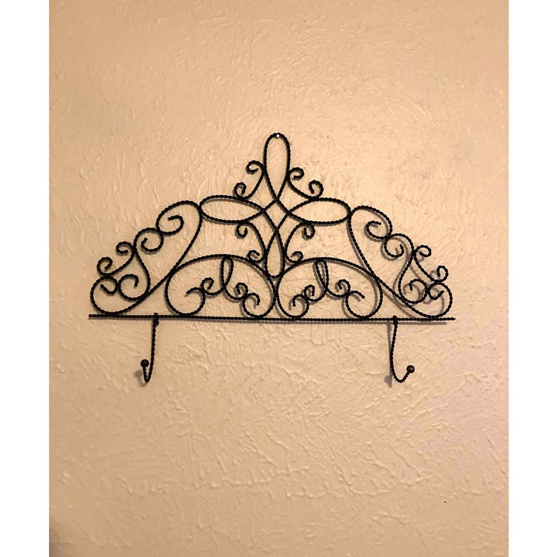 Vintage Twisted Black Wrought Iron Wall Hanger Art Deco Coat Rack Etsy