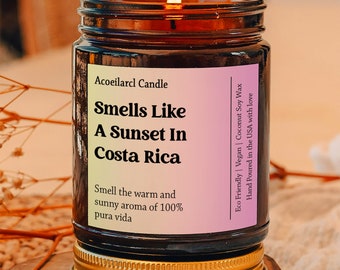 Smells Like A Sunset In Costa Rica Coconut Soy Wax Candle, Costa Rica Gift, Costa Rica Souvenir, Moving To Costa Rica Gift for Coworker