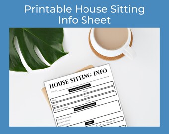 Printable House Sitting Info Sheet | DIGITAL PDF DOWNLOAD | Travel Organizer: Leave-Behind for House Sitter
