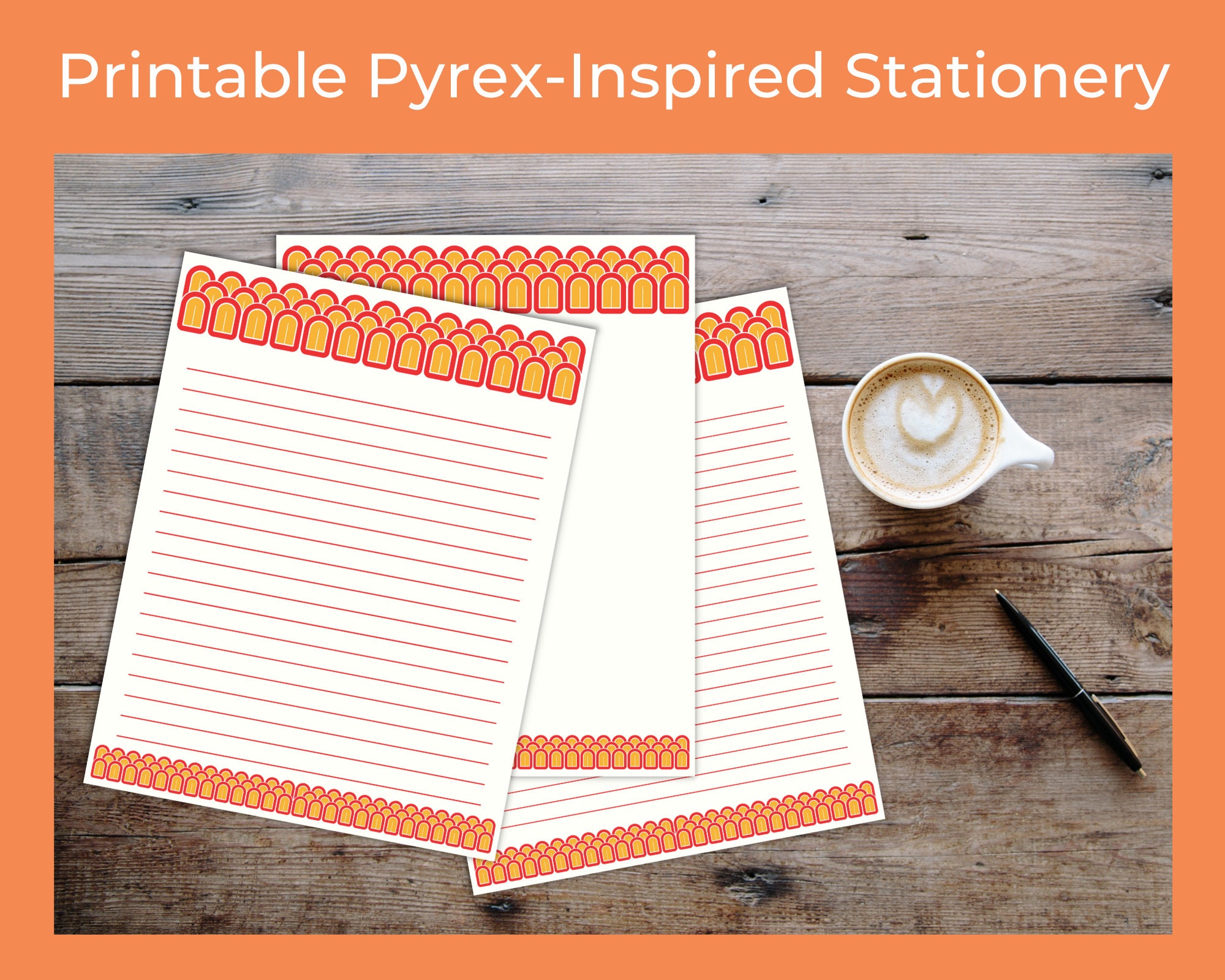 Printable Pyrex-inspired Stationery | Arches Pyrex Pattern Stationery ...