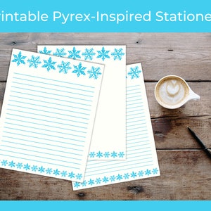 Printable Pyrex-Inspired Stationery | Blue Snowflake Pyrex Pattern Stationery, Lined & Unlined | DIGITAL DOWNLOAD