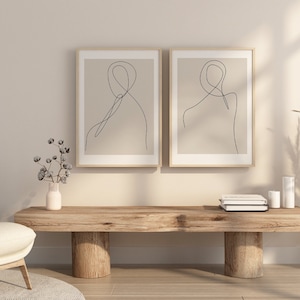 Pair of Hijabi line art | Islam Print | Islamic wall art | Muslim line art | Eid gift