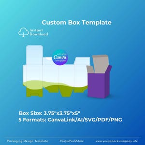 Custom Cards Box Template: 3.75"x3.75"x5" (Digital Download)