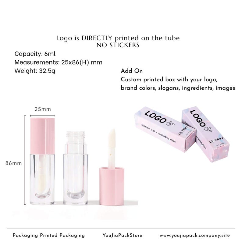 50pack 6ml Empty Lip Gloss Tube with Custom Logo & Box Packaging Wholesale image 4