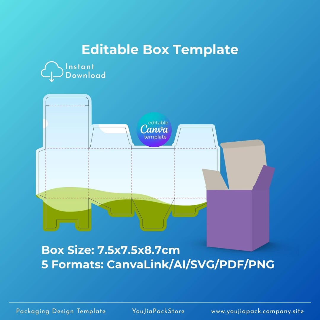 Editable Box Editable Box Template:7.5x7.5x8.7cm, 8oz Candle (digital Download) - Etsy