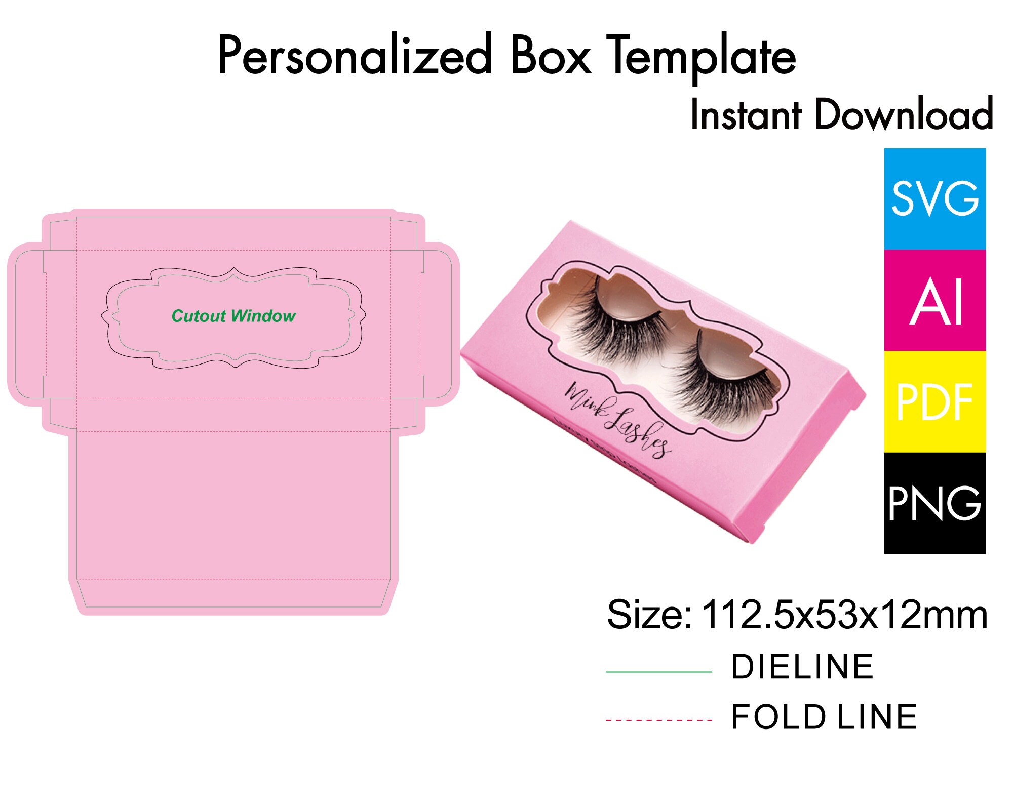 Download Eyelash Box Template Pink Vector Editable for Custom Design | Etsy