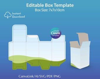 Candle Box Template, Canva Template (7x7x10cm) (ai, svg, pdf, png)