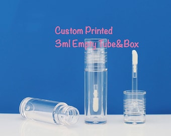 Tubos vacíos de brillo labial de 3 ml con cajas, redondos / transparentes