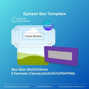 Custom Editable Eyelash Box Template, Canva Template, ai, svg, pdf, png