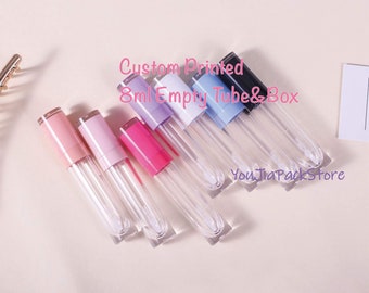 8ml leere Lipgloss Tubes und individuell bedruckte Schachteln, rund | Mehrfarbig