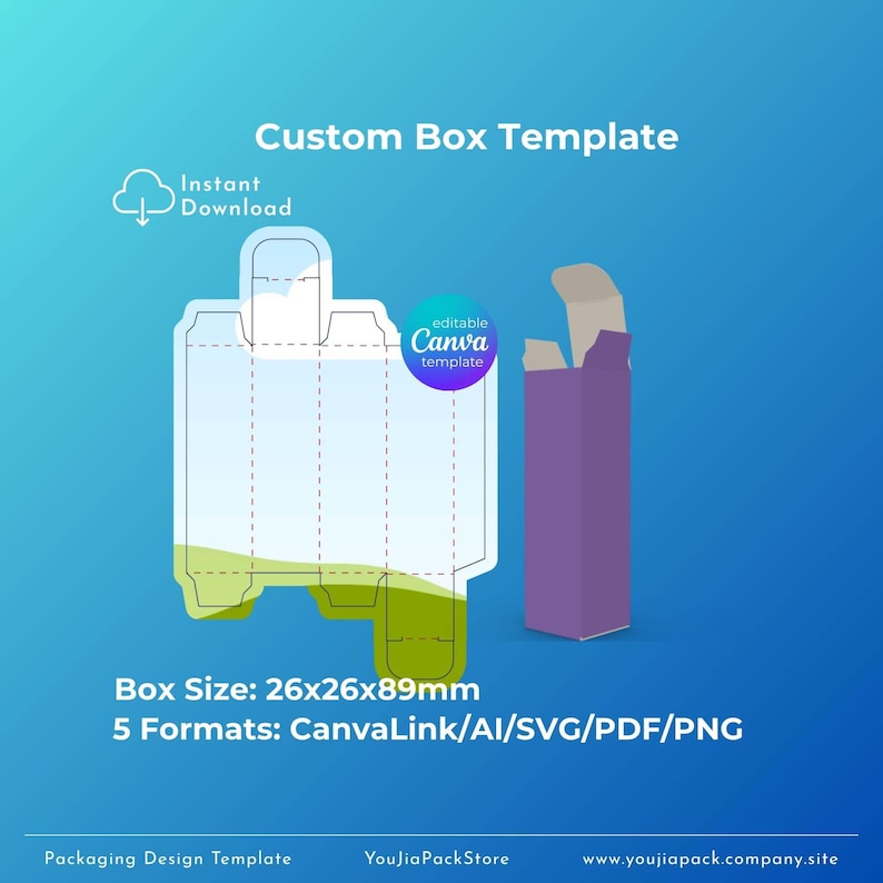 Custom Product Box Template: 26x26x89mm (digital Download) - Etsy