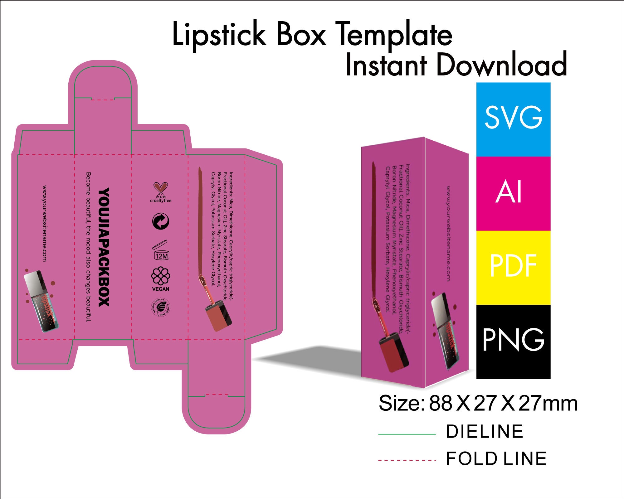Lipstick Box Template Svg Lip Stick Packaging Lip Gloss Etsy Lipstick Box Template Svg Lip Stick Packaging Lip Gloss Etsy