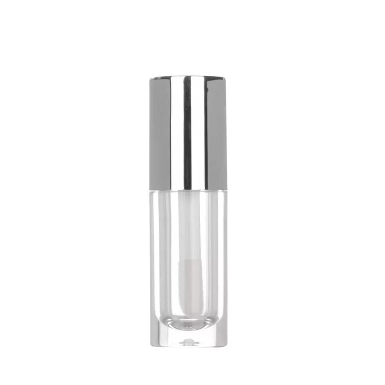 50pack 6ml Empty Lip Gloss Tube with Custom Logo & Box Packaging Wholesale Metallic Silver