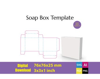 DIY Soap Box Template, svg, ai, pdf, png, 76x76x25mm