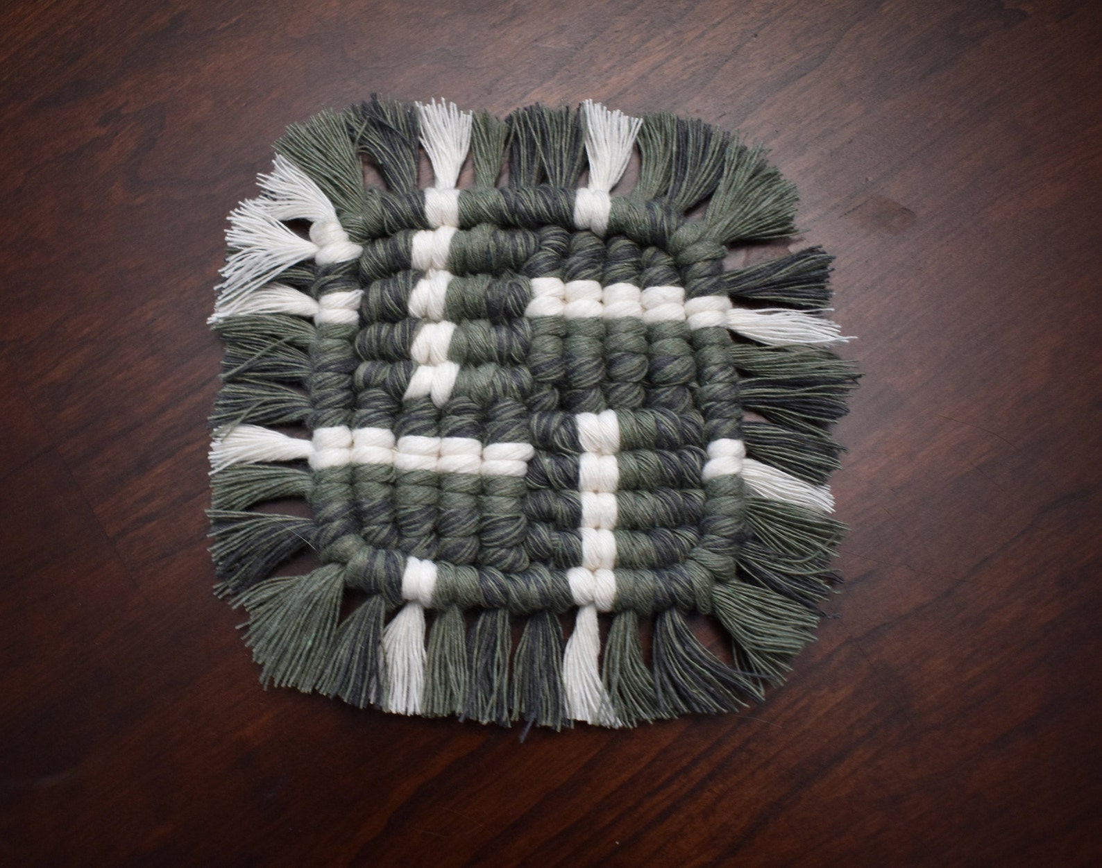 Square Macrame Coaster Multicolored Etsy