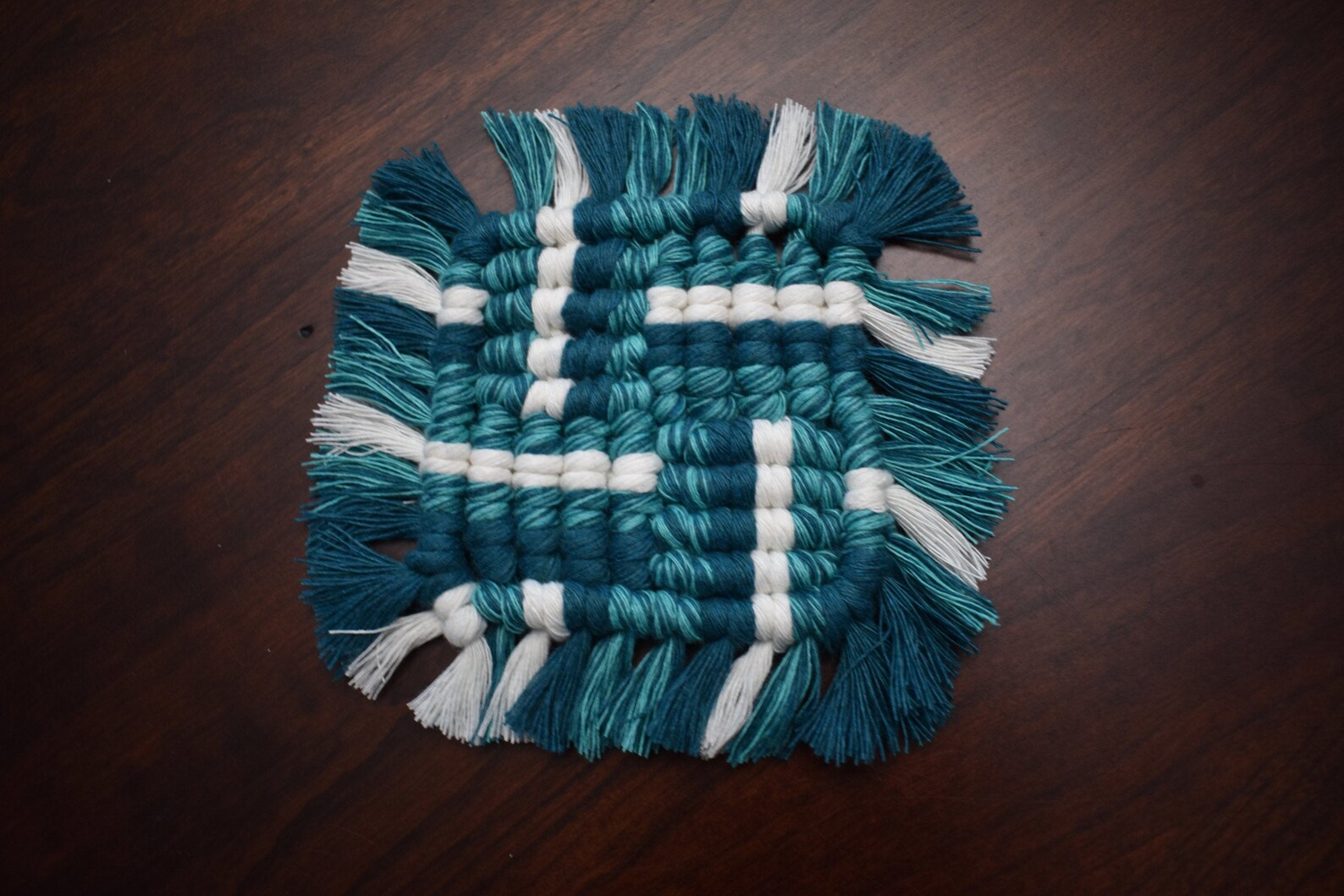 Square Macrame Coaster Multicolored Etsy