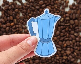 Waterproof vinyl Moka pot Sticker, Coffee Sticker, Cute coffee, Moka pot sticker, Water bottle sticker, laptop sticker, phone case sticker