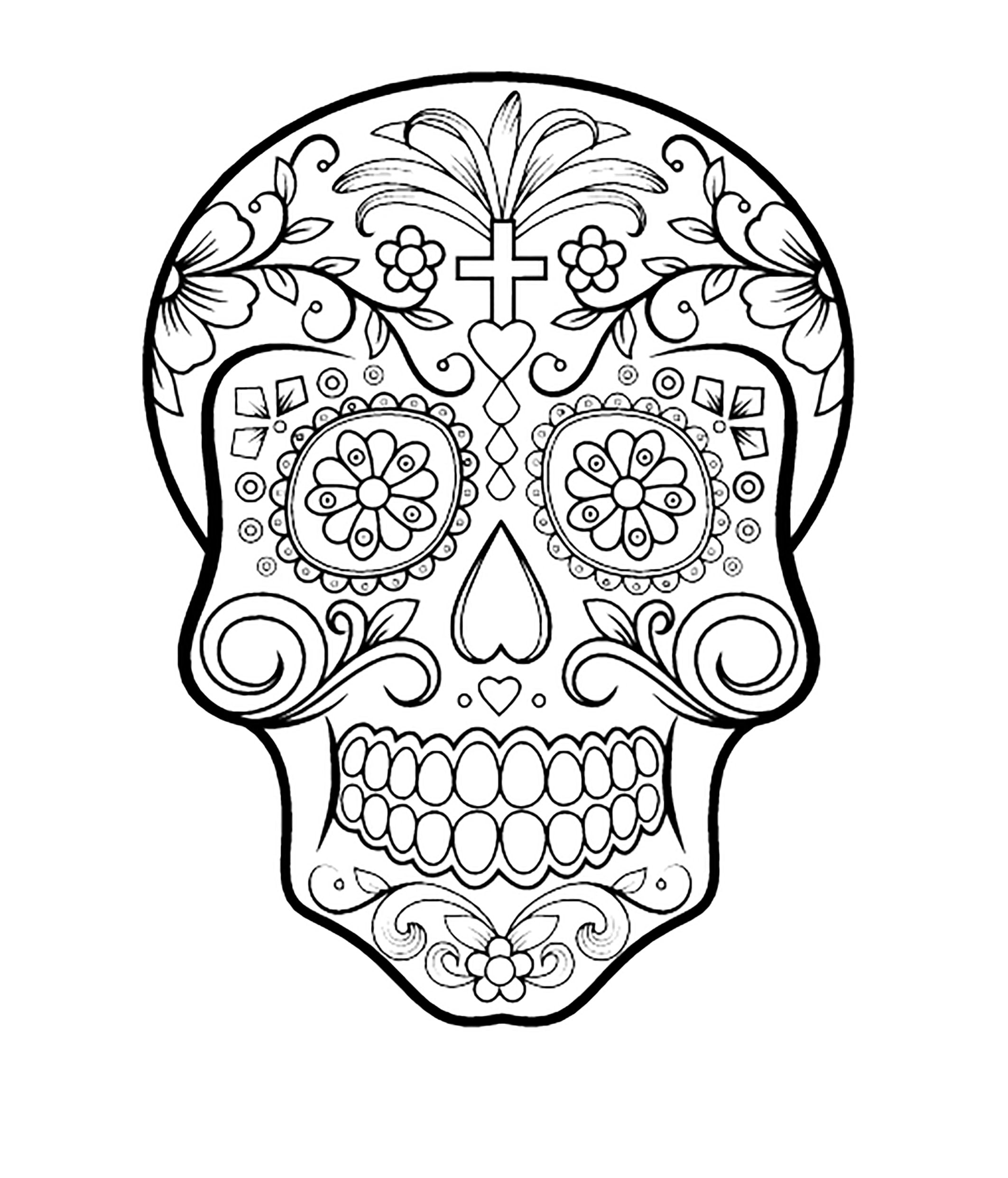 Beautiful Sugar Skull Coloring Pages 50 | Etsy