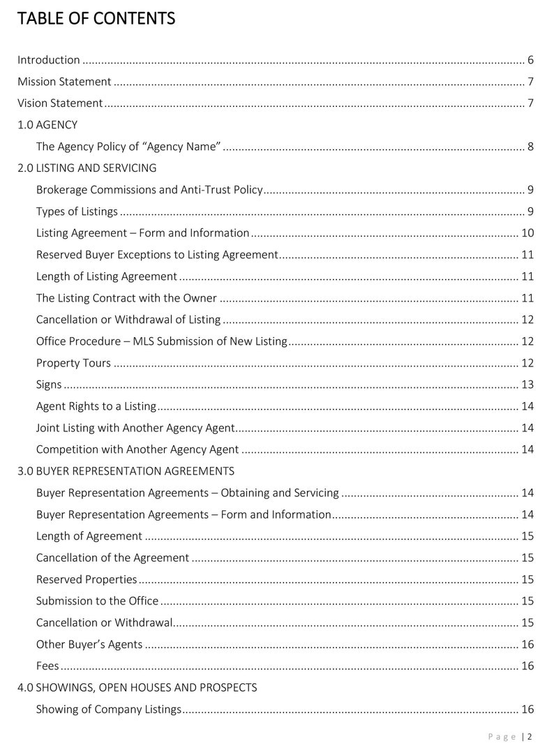 Policies and Procedures Manual Real Estate Real Estate Etsy