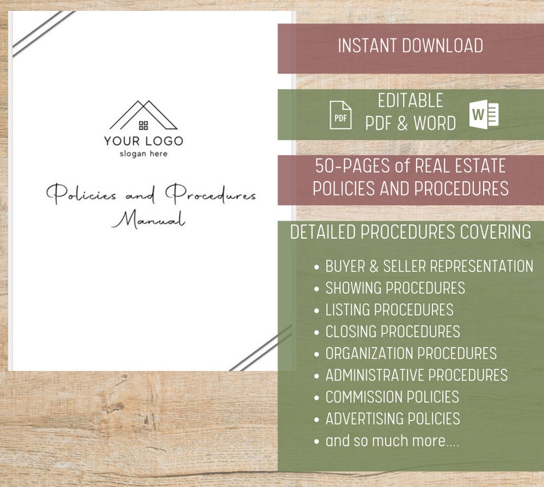 Policies and Procedures Manual Real Estate Real Estate Etsy