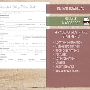 Könnte beinhalten: Ein druckbares Formular zur Aufnahme von Immobilienlistings mit einem braunen Holzmaserungshintergrund. Das Formular ist in Abschnitte für Standortinformationen, Listungsinformationen, Raumbeschreibungen, Ausstattungsmerkmale, Grundstücksinformationen, Versorgungseinrichtungen, Agenturbemerkungen und mehr unterteilt. Das Formular steht zum sofortigen Download als ausfüllbares PDF zur Verfügung.